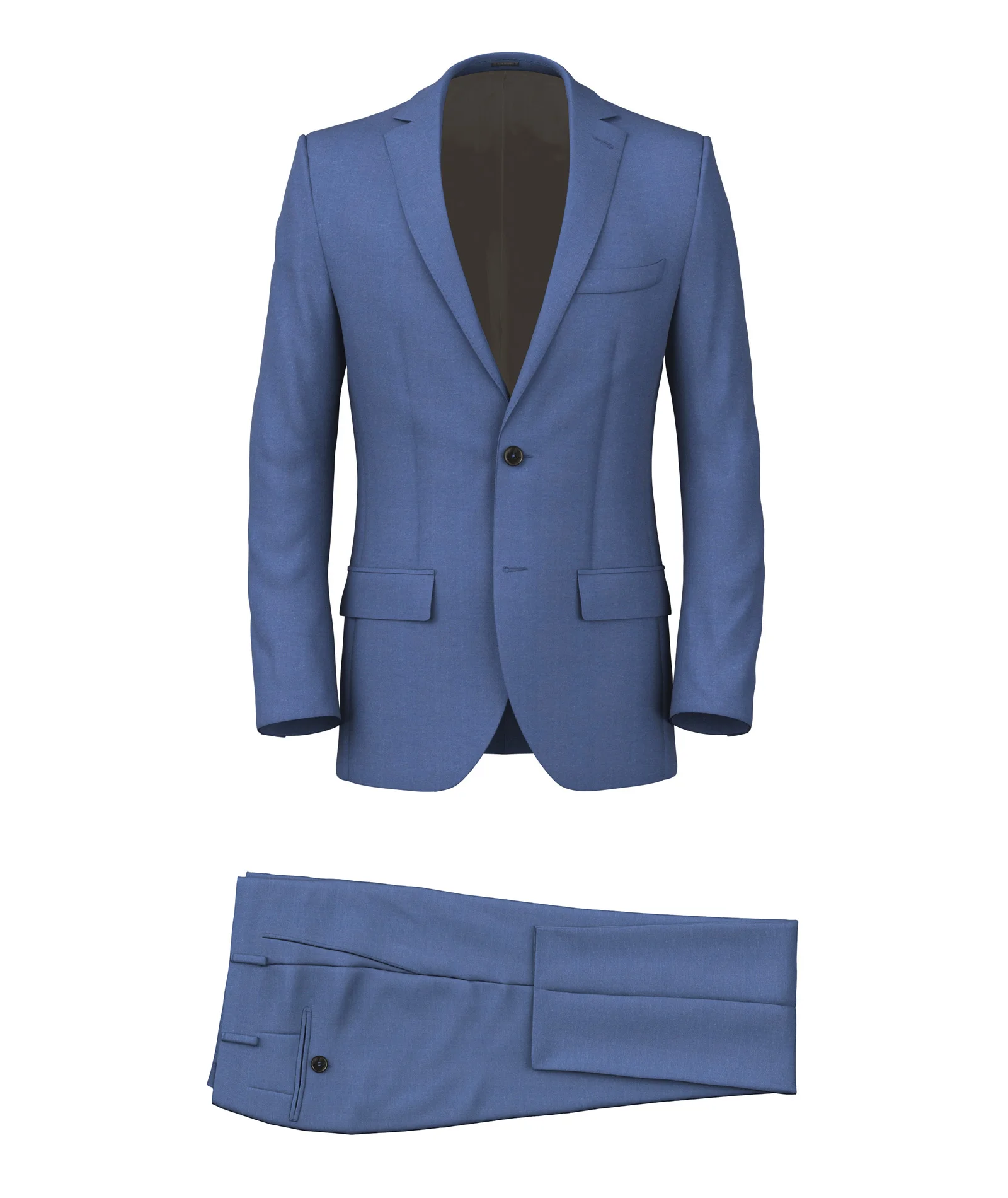 Blue Wool Silk Blend Suit - Tailored Suit Paris